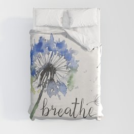 Breathe! Dandelion Floral Botanical Art Duvet Cover