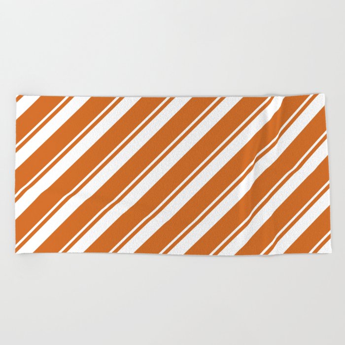 Chocolate and White Colored Pattern of Stripes Beach Towel