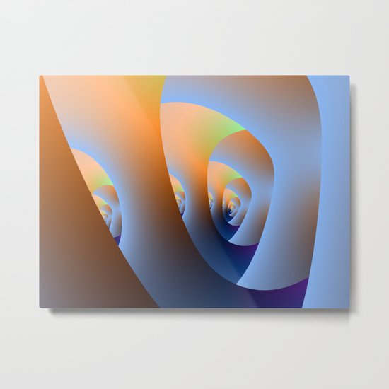 Labyrinth in Orange and Blue Metal Print