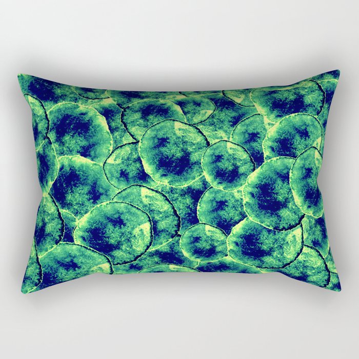 Lime & Navy Watercolor Cells Rectangular Pillow