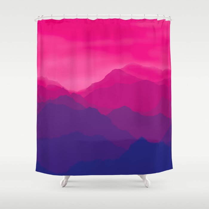 Purple Pink Mountain Range Gradient Shower Curtain