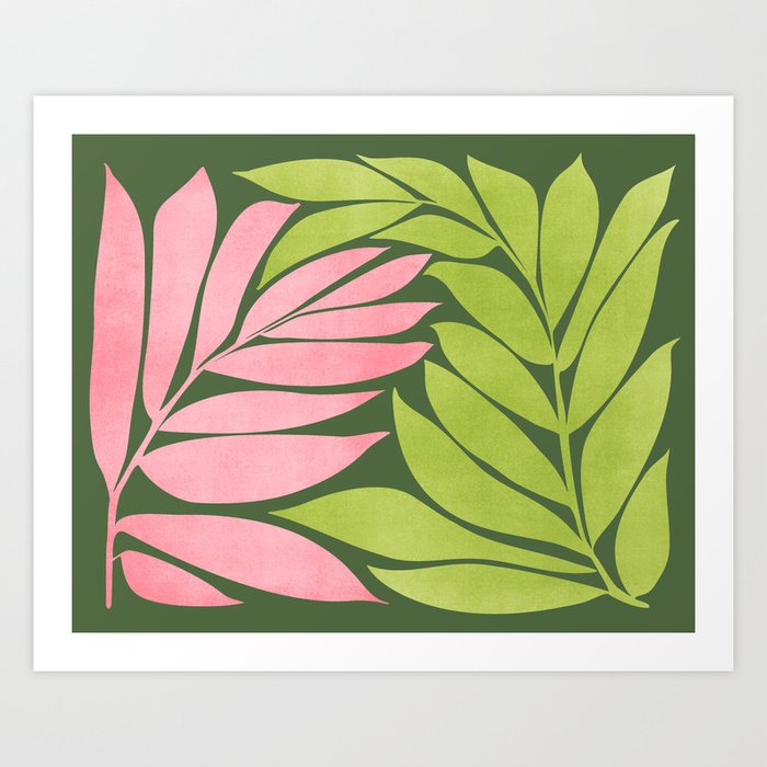 Spring Flora / Pink and Green Palette Art Print by Modern Tropical ...