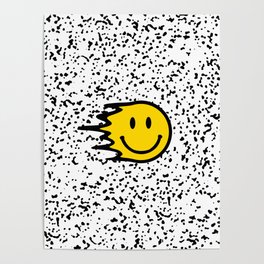 Smiley Face on Black and White Speckled Print Poster