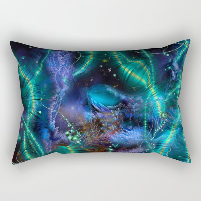 Cosmic Abstract Emerald Rectangular Pillow
