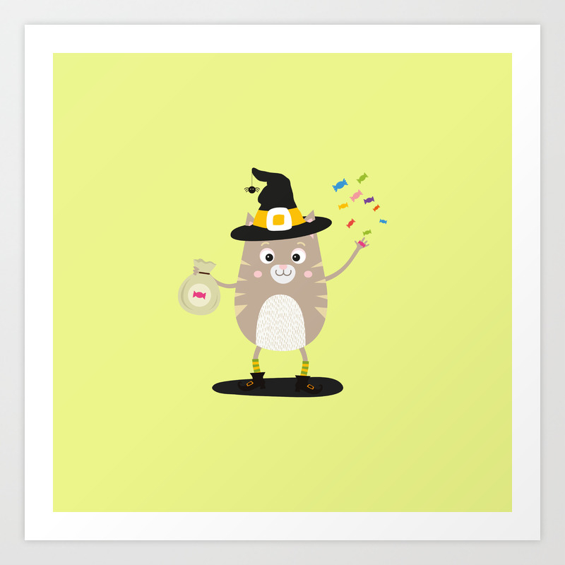 Happy Halloween Witch Cat T Shirt Dfewd Art Print By Ilovecotton