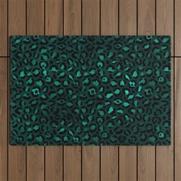 Beautiful Teal and Gold Marble Design Outdoor Rug