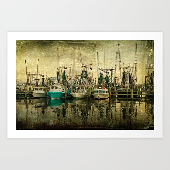 Shrimp Boat Lineup Art Print