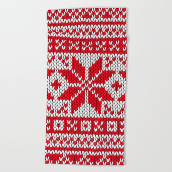 Winter knitted pattern 6 Beach Towel