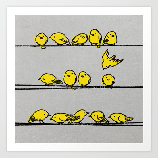 Hanging Out (Yellow Option) Art Print