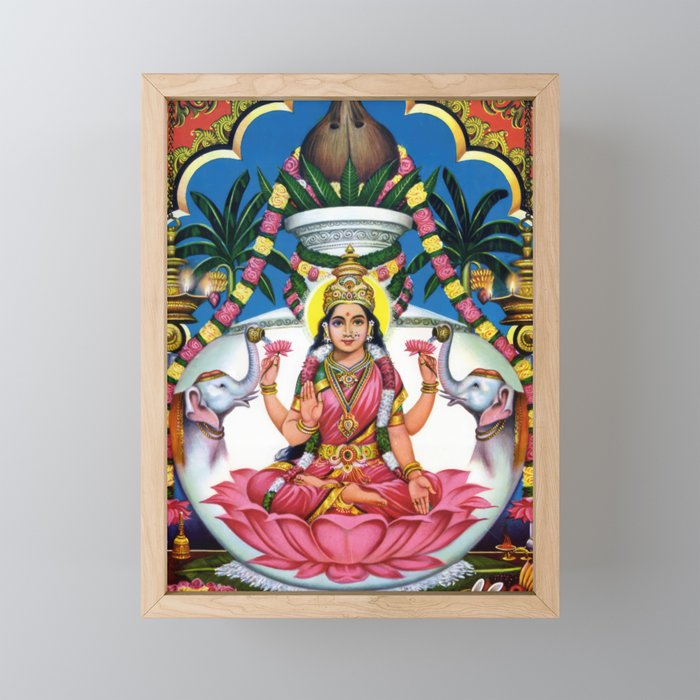 Hindu Art Print of Shri Lakshmi Devi Framed Mini Art Print