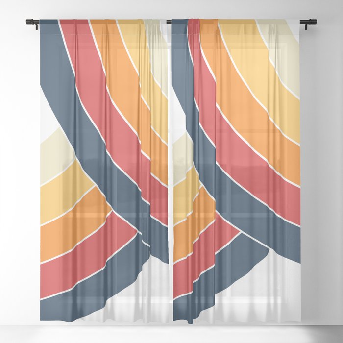 Colorful double arches in retro style Sheer Curtain