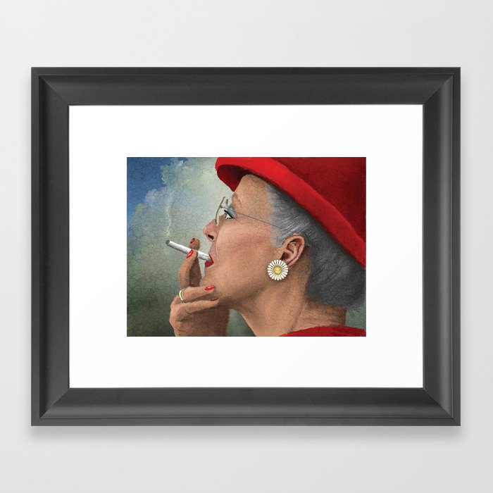 Queen of Denmark smoking a cig Framed Art Print