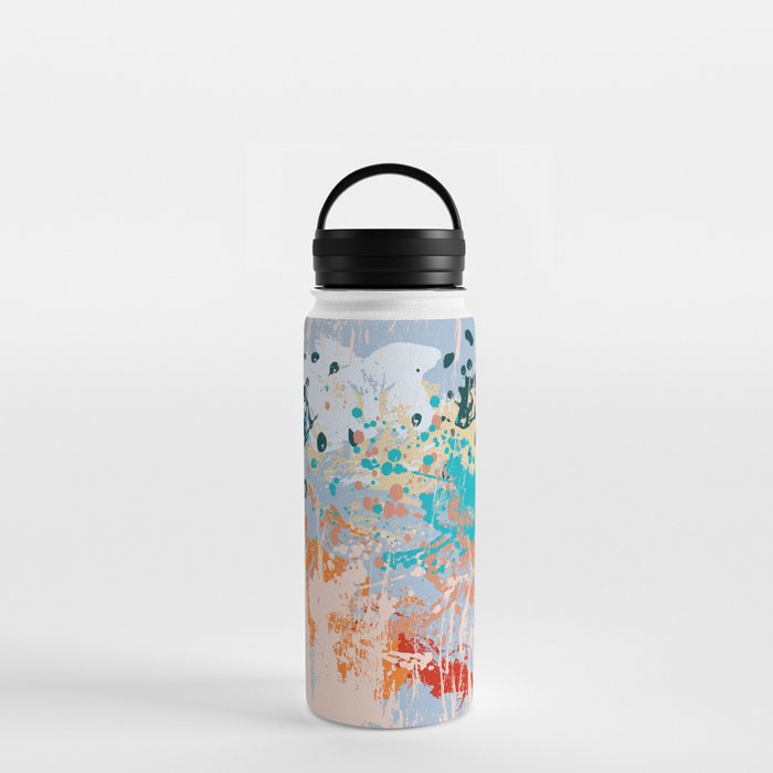 Abstract vintage background with multi-colored paints stains on a canvas texture.  Water Bottle
