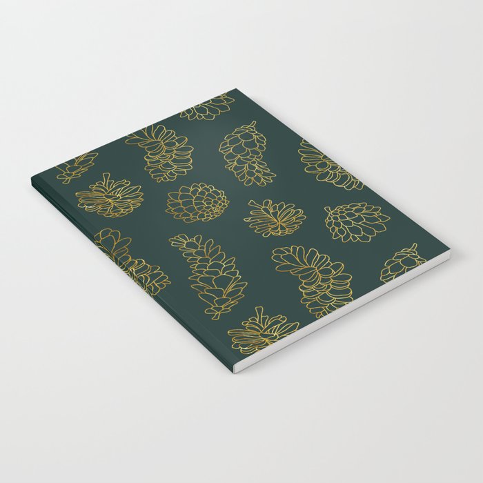 Gold pine and fir cones Notebook
