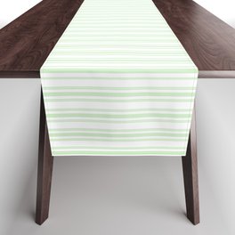 Classic Small Spearmint Mint Pastel Green French Mattress Ticking Double Stripes Table Runner