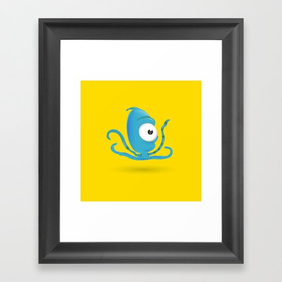 Octopus Blue/Yellow Framed Art Print