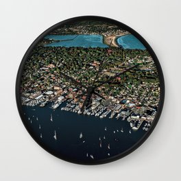 Newport Harbor, Aquidneck Island, Newport Rhode Island Aerial Photograph Wall Clock