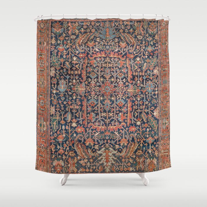Antique Heriz Carpet Vintage Ornamental Persian Rug Shower Curtain