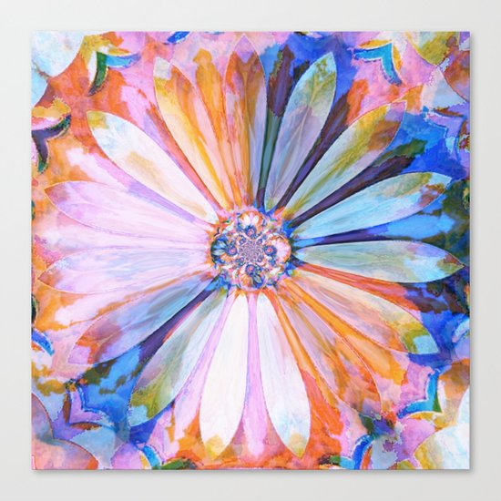 Abstract Colorful Daisy Twilight Canvas Print