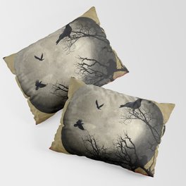 Rustic Black Bird Raven Crow Tree Dark Side of the Moon Gothic Art A169 Pillow Sham
