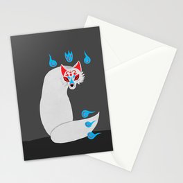 White Kitsune Stationery Cards