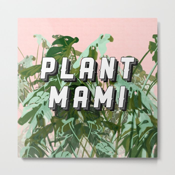 Plant Mami no 1 - monstera in pink Metal Print