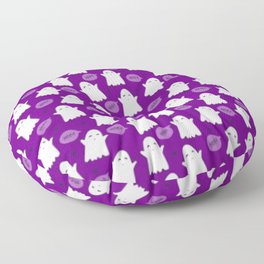 Halloween Pattern 3 Ghosts in purple night Floor Pillow
