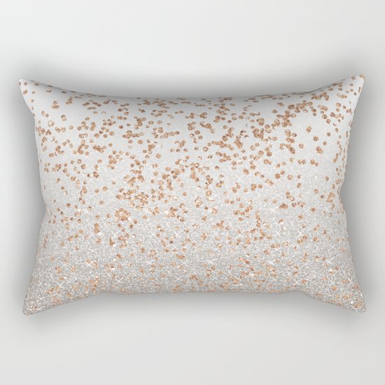 Glitter sparkle mix - rose gold & silver Rectangular Pillow