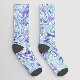 Very peri and ice blue liquify art, Pastel abstract fluid art Socks
