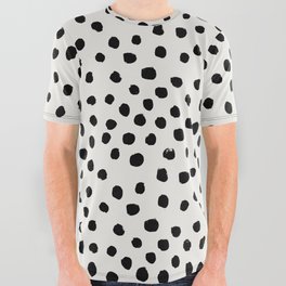 Preppy brushstroke free polka dots black and white spots dots dalmation animal spots design minimal All Over Graphic Tee