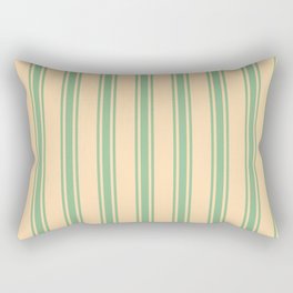 [ Thumbnail: Tan and Dark Sea Green Colored Lined Pattern Rectangular Pillow ]