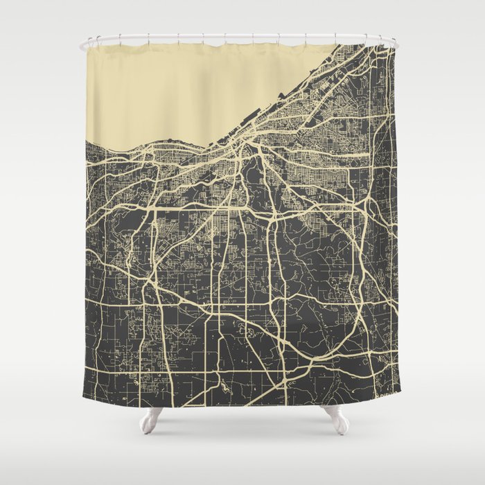 Cleveland Map Shower Curtain By Mapsmapsmaps Society6