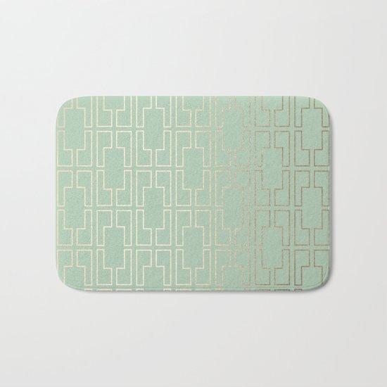 Simply Mid-Century in White Gold Sands and Pastel Cactus Green Bath Mat
