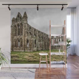 Great Britain Photography - Whitby Abbey Under The Gray Cloudy Sky Wall Mural