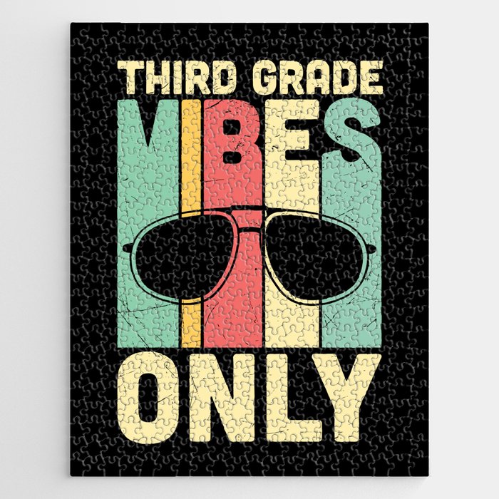 Third Grade Vibes Only Retro Sunglasses Jigsaw Puzzle