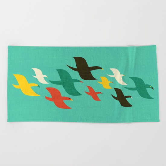 Birds are flying Beach Towel