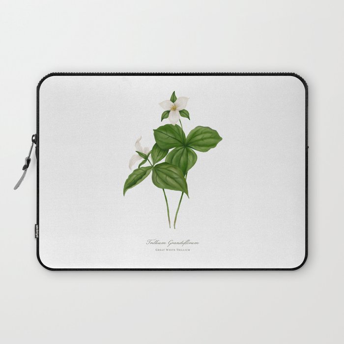 Great White Trillium Watercolour Botanical Laptop Sleeve