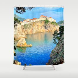 View of Dubrovnik Walls, Croatia Shower Curtain