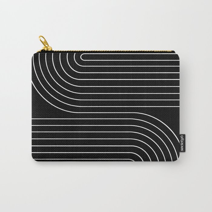 Minimal Line Curvature II Black and White Mid Century Modern Arch Abstract Carry-All Pouch