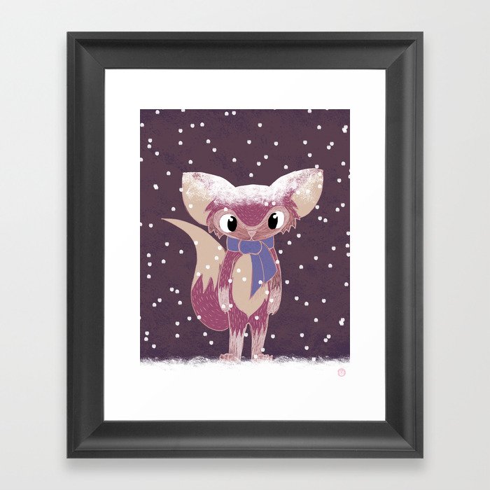 The Fox in the Snow Framed Art Print