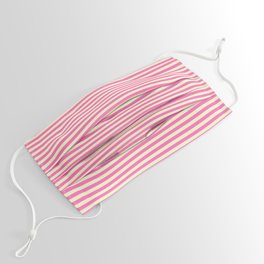 [ Thumbnail: Hot Pink & Light Yellow Colored Striped Pattern Face Mask ]