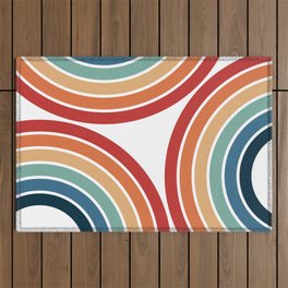 Colorful retro style circles Outdoor Rug