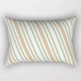 [ Thumbnail: Light Cyan & Tan Colored Striped Pattern Rectangular Pillow ]