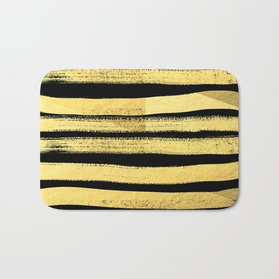 Sochie - black gold minimal black and white modern retro bold dramatic cell phone iphone case trendy Bath Mat