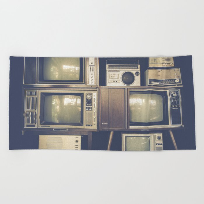 Many vintage television and radio Beach Towel