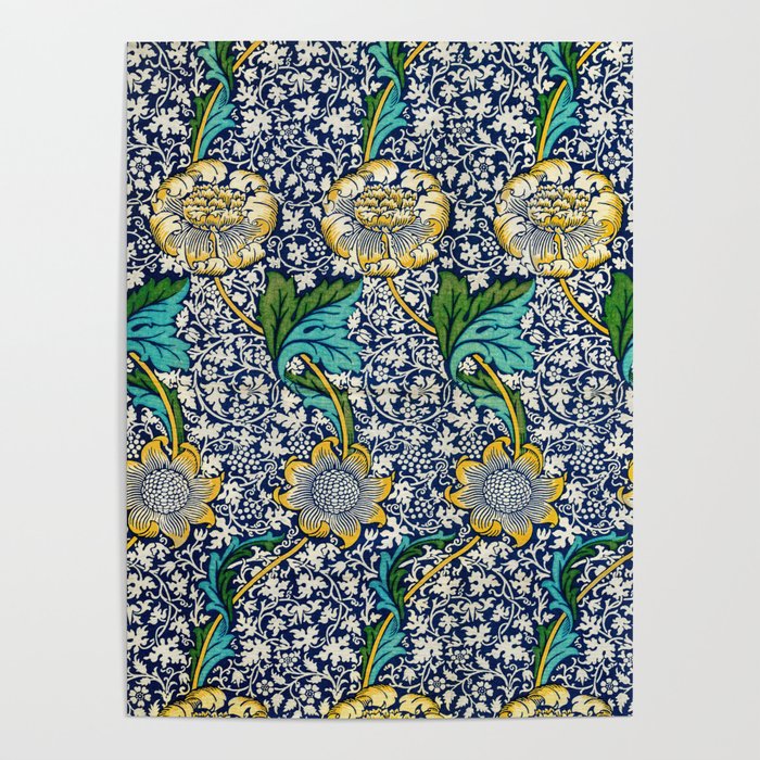 William Morris Kennet laurel sunflowers and bougainvillia 19th century textile floral pattern Poster