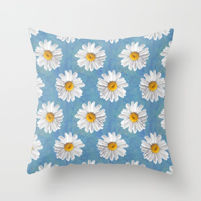 Daisy Blues Pattern On Cornflower Blue Throw Pillow By Daisy Blues Pattern On Cornflower Blue Throw Pillow By Tangerinetane Society6