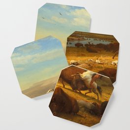 The Last of the Buffalo, by Albert Bierstadt, 1888, American painting Coaster