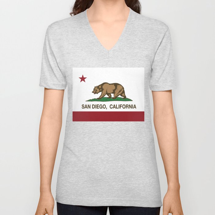 California Flag San Diego V Neck T Shirt