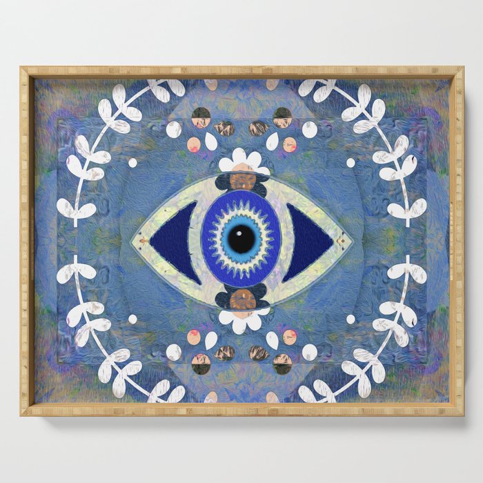 Evil Eye Protective Turkish Mandala Print Serving Tray